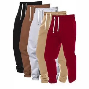 5-Pack Men'S Solid Color Sweatpants,Polyester Knit Fabric,Regular Fit,Drawstring Waist,Casual Athletic Joggers with Pockets,Slight Stretch,