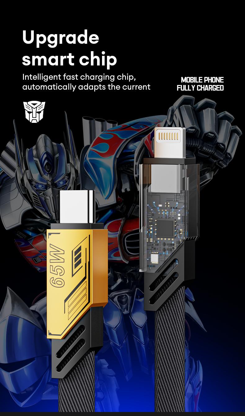 Transformers TF-A09 6A 2 in 1 Magnetic Absoption Nanodate Cable TC Interface Data Cable Compatible for Andriod And IOS