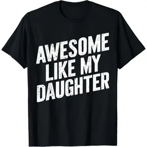 Men's Letter Print Round Neck Tee Awesome Like My Daughter Funny Father's Day T-Shirt