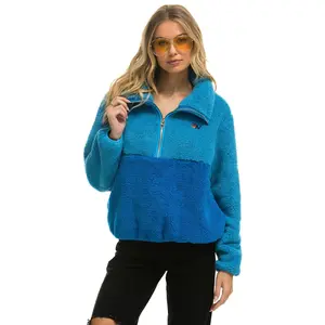 TEDDY APRES HALF ZIP COLOR BLOCK JACKET - OCEAN