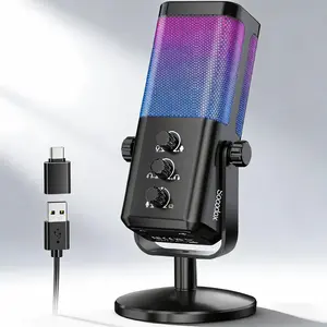 USB Gaming Microphone with Game Chat Balance, RGB Condenser Mic with Noise Cancellation, Quick Mute & Monitoring, for Streaming/Discord/Twitch/Podcast/Videos/ASMR, for PC/Computer/PS4/PS5/Mac
