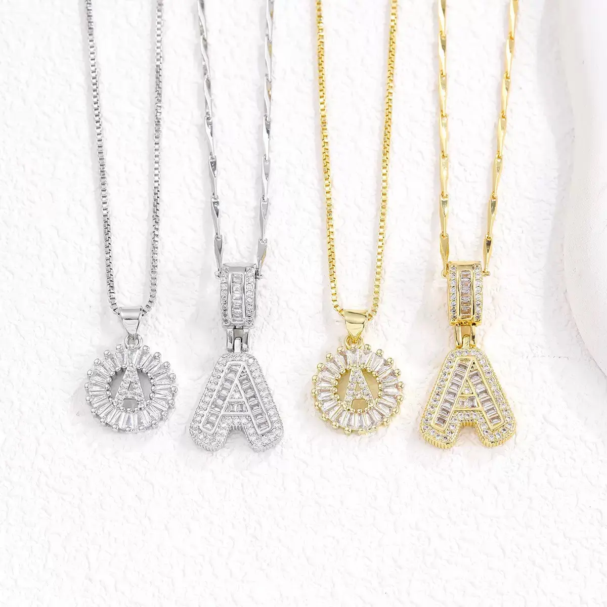 2 Pack Initial Letter Pendant Necklaces link design for Women Alphabet Gold Plated Necklace duo chain Fashion 14K Gold–Plated Cubic Zirconia for Graduation Season/daily/Parties /holiday /Christmas/Birthdays /Valentine/ birthday/Mother's Day gift accessory