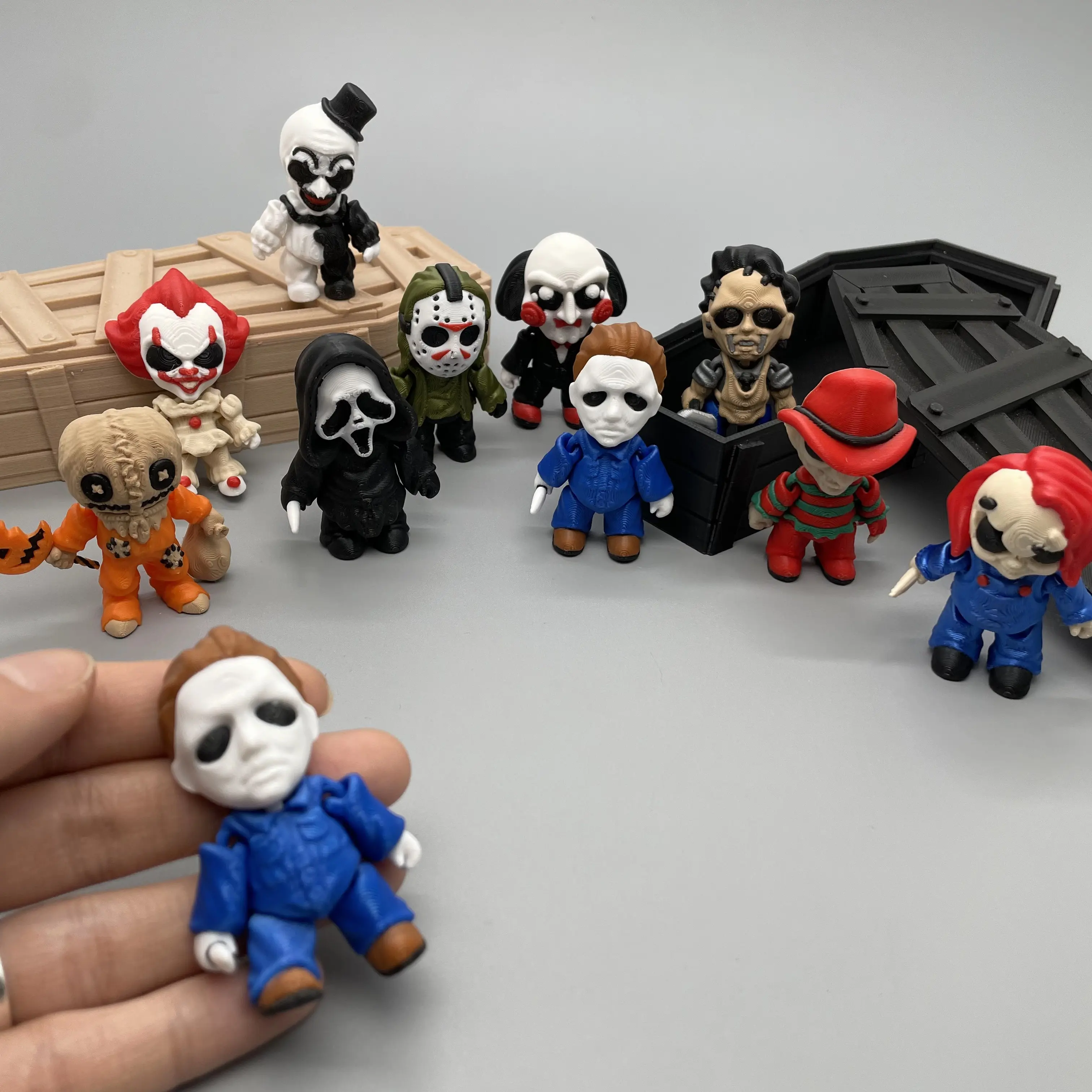 Mini Halloween Horror Figures- 3D Printed Halloween Desk Toys, Horror ...