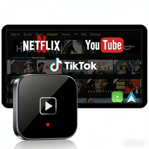 【FOZETOP】2026 Wireless CarPlay Adapter, Dual WiFi Channels, Wired to Wireless, Netflix & YouTube Supported, Compatible with iPhone & Android