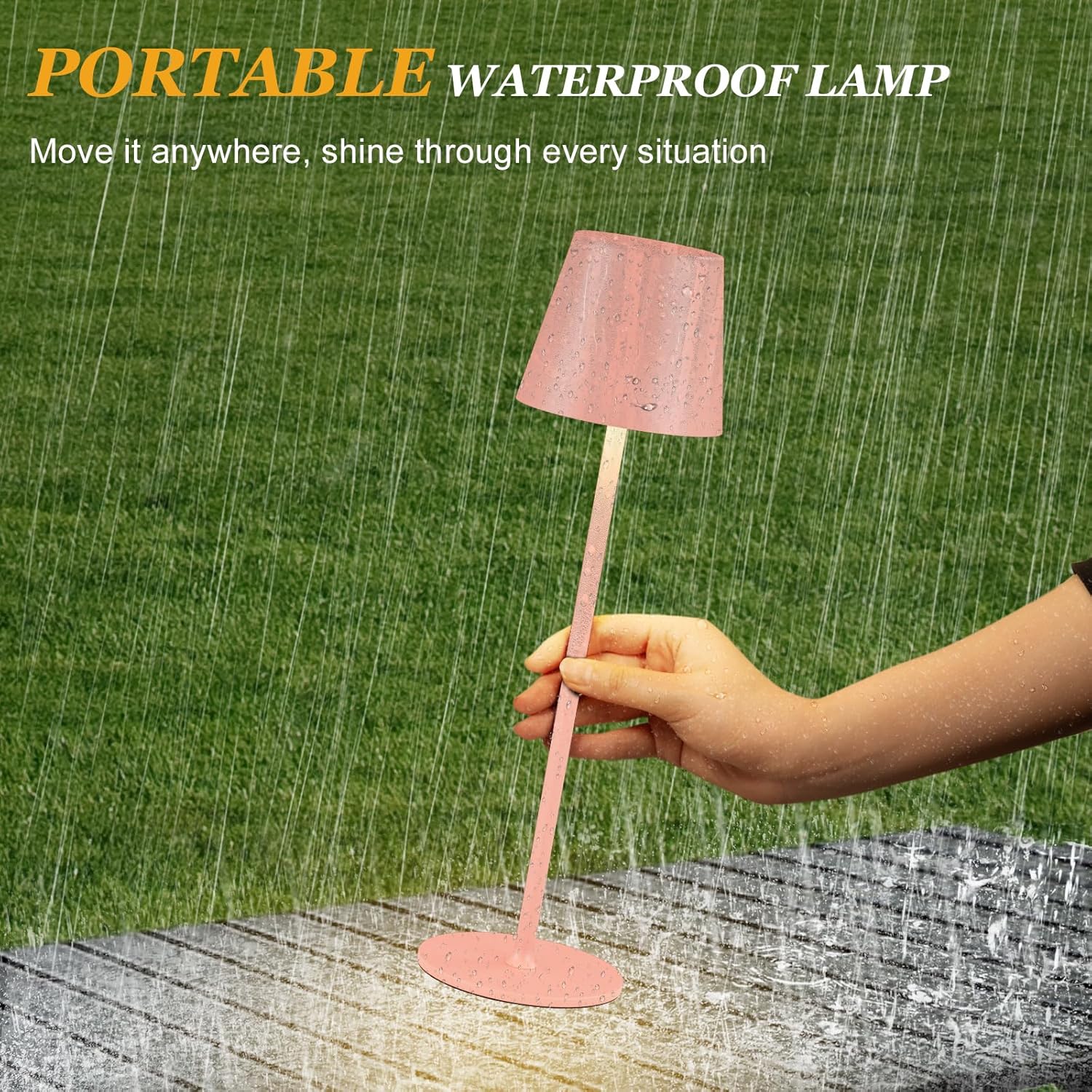 Cordless Table Lamp Portable USB Rechargeable Desk Lamp Adjustable Height Tricolor Temps Stepless Dimming Touch Control Night Light for Bedroom Cafe Outdoor