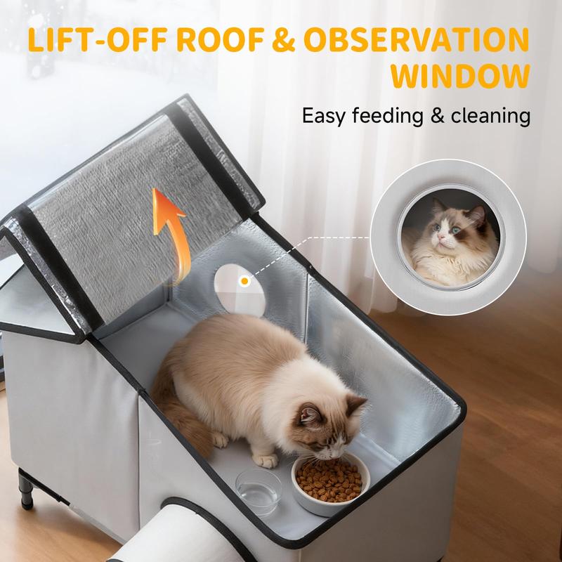 Heated Outdoor Cat House 100% Weatherproof Cat Shelter for Winter, Durable and Warm Cat Houses for Outdoor Cats, Ideal for Feral, Stray, and Barn Cats