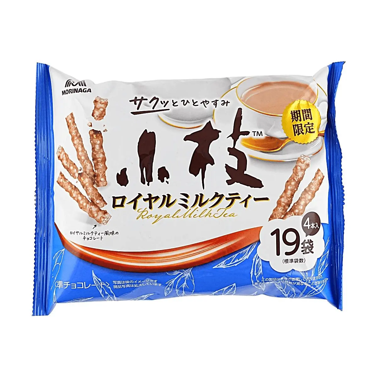 Morinaga Royal Milk Tea Choco Sticks - Limited Edition Japanese Sweet Crispy Biscuit Snacks with Creamy Milk Tea Chocolate, 100g Share Pack, Crispy Sticks