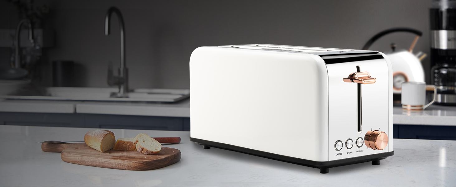 Pukomc 4-Slice Toaster – Wide Slots for Bagels/Waffles, 6 Browning Levels, Removable Crumb Tray | Stainless Steel Toastie Maker Appliances (1500W) Pukomc 4-Slice Toaster – Wide Slots for Bagels/Waffles, 6 Browning Levels, Removable Crumb Tray | Stainless Steel Toastie Maker Appliances (1500W)
