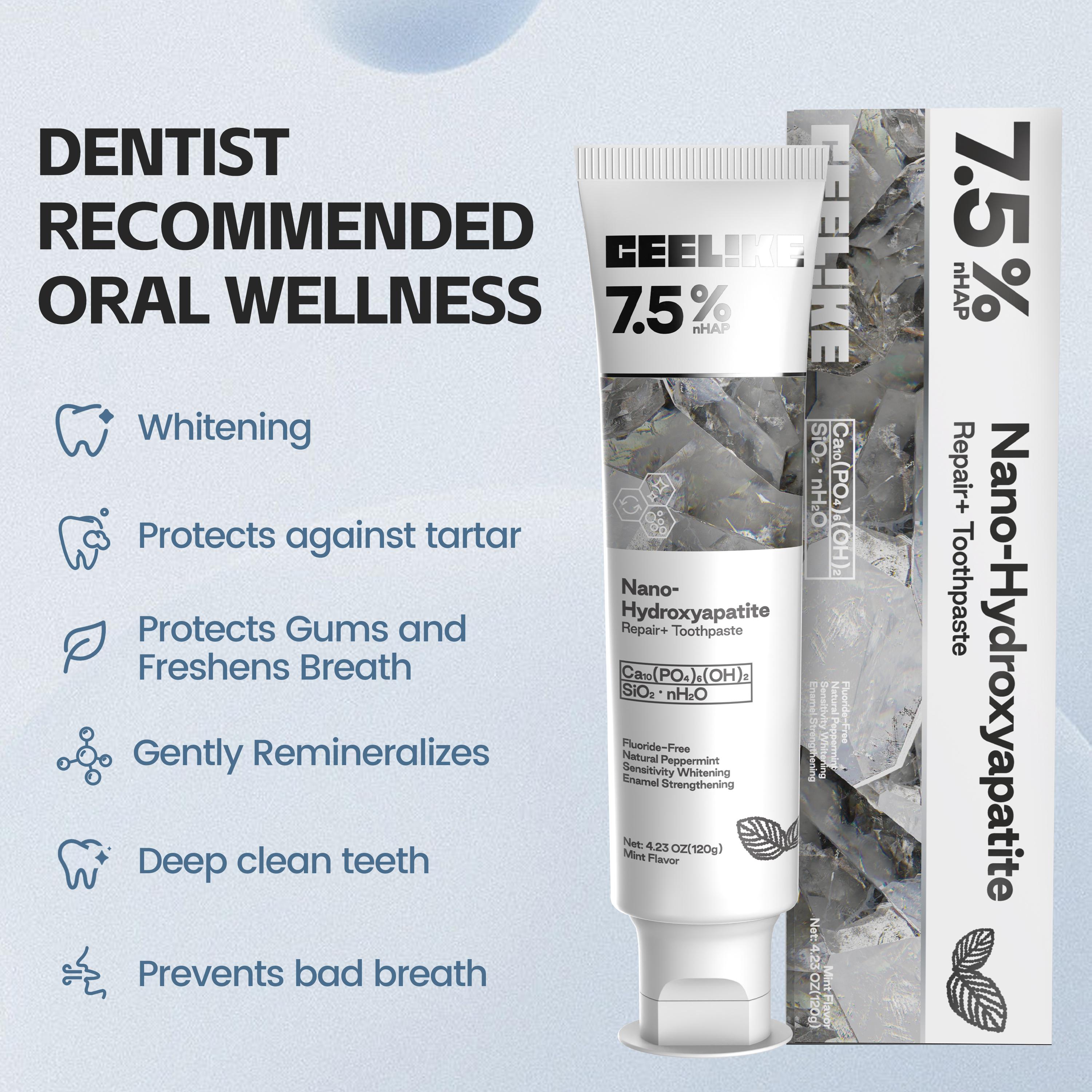 CEELIKE 2-Piece Oral Care Toothpaste Set – Lysozyme Toothpaste to Remove Yellow Stains, nHAP Solid Toothpaste to Repair Teeth, Convenient and Portable