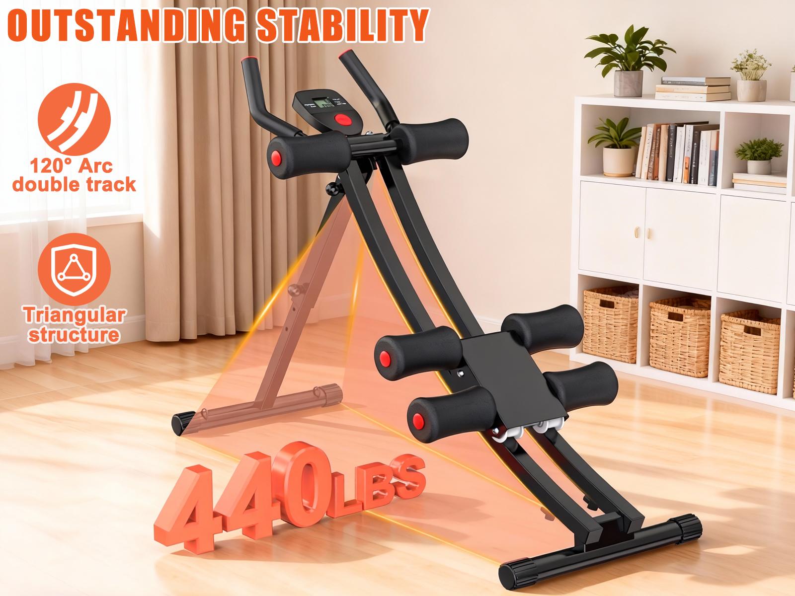 Bearbro Foldable Ab Machine – Foldable Core Workout Equipment for Home Gym with Knee Support, Fitness Equipment Max 440lbs with LCD Display