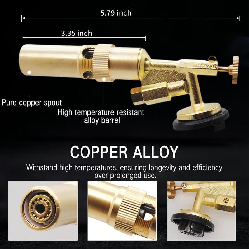 Adjustable Flame Handheld - Copper Alloy Butane Torch Head for Culinary, BBQ, Baking, Cooking, Creme, Soldering