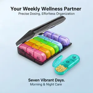 Never Forget Your Pills Again! Weekly Pill Organizer, 7-Day Daily Pill Box with Detachable Lid, Portable Medication & Vitamin Case for Travel. Stackable Clear Acrylic Storage Drawer lipstick brush skincare ike a Stainless Steel Universal Cleaning Shovel
