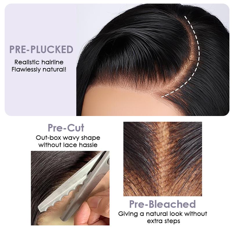 Pizazz Hair 280% Density Side Part Redy To Go Glueless Wig 8x5 Pre Styled Body Wave Wig Pre Cut Pre Bleached Pre -Everything Lace Front Wig for Women