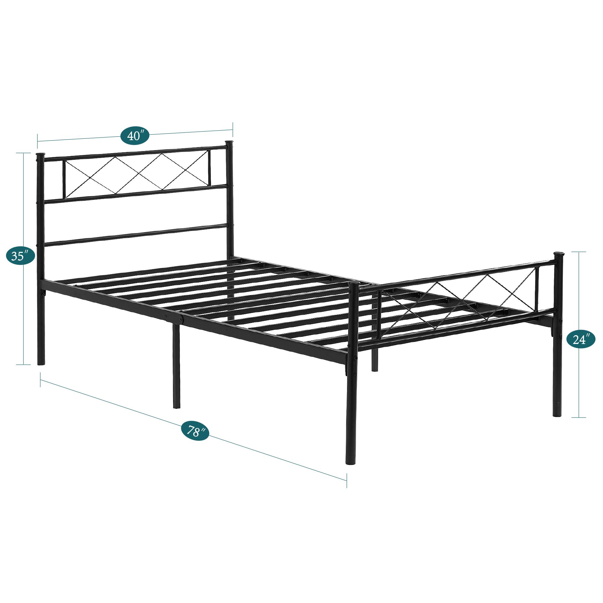 VECELO 3 Pieces Bedroom Set Bed Frame with Nightstands Set Metal Platform Queen Size, Bed Frame with Headboard, Steel Slat Support, No Box Spring Required, Easy Assembly, Twin/Full/Queen, Black/White