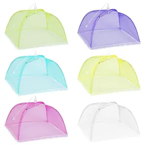 6 Pcs Colored Mesh Food Cover Tents by,Reusable and Collapsible Large 17x17 inch Pop-Up Food Net Protector Umbrella for BBQ,Picnics,Parties,Outdoor - Home Improvement.