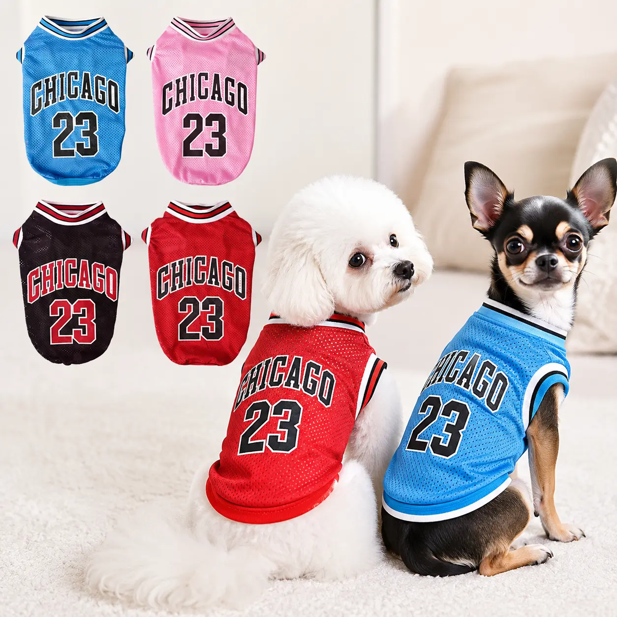 Pet Basketball Jersey Shirt for Dogs and Cats, Breathable Mesh Sleeveless Sports Vest with Number 23 Design, Lightweight Puppy Outfit for Small Medium Pets, Summer Walking, Indoor Outdoor Play, Parties, Photos, Daily Wear and Game Day