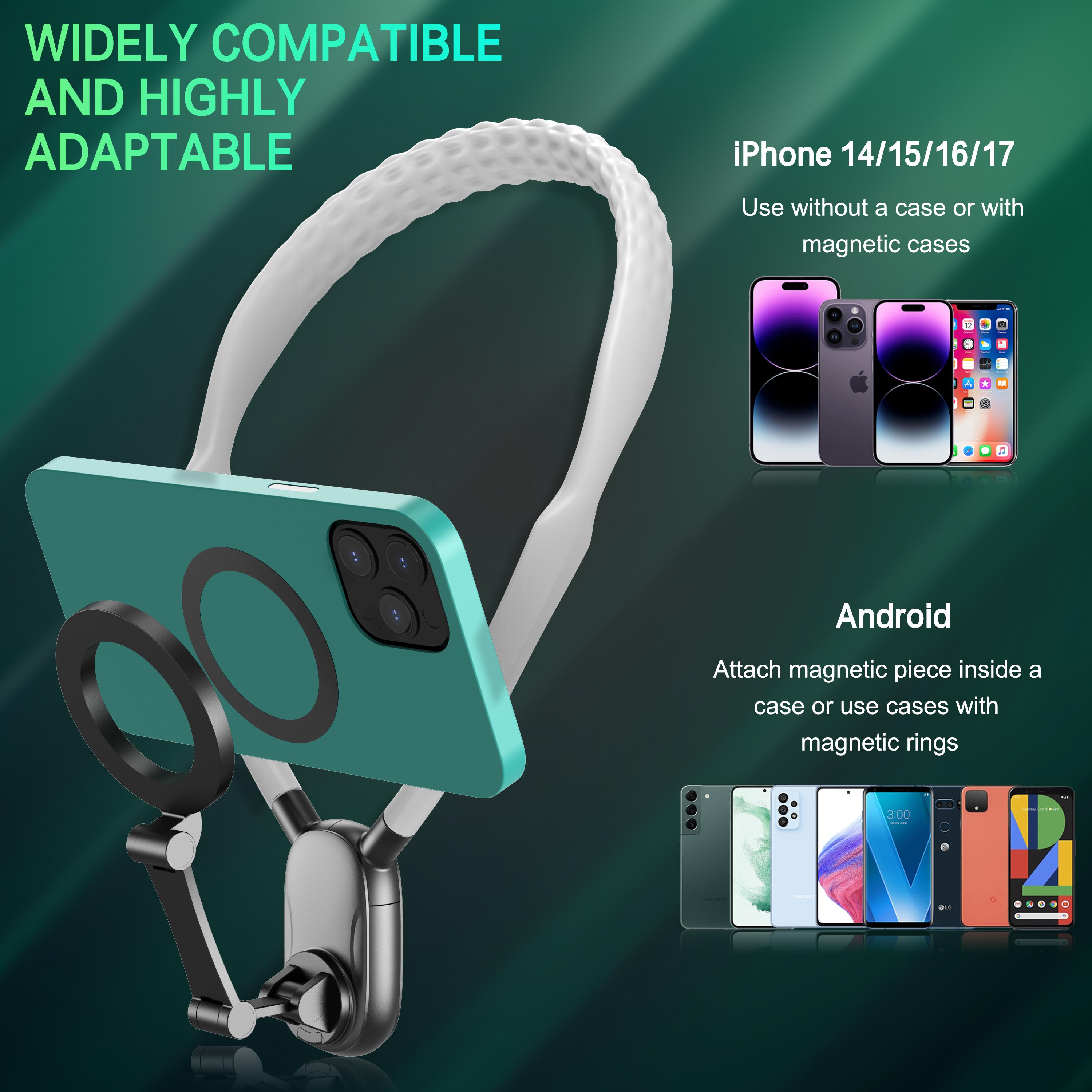 Magnetic Neck & Chest Mount for Phones – POV Vlog Holder for iPhone 16/15/14/13, Android & Action Cameras