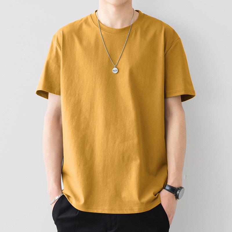 Men's Classic Plain Short-Sleeve Crew Neck Tee, Casual Loose Fit Medium Length Top for Casual Daily Wear, Essential Menswear Basic