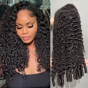 13x6 Burmese Curly Lace Front Wigs Human Hair 180% Density Ear-To-Ear HD Frontal Burmese Curly Drawstring Wig Human Hair Natural Color 26 Inch, Glueless Construction