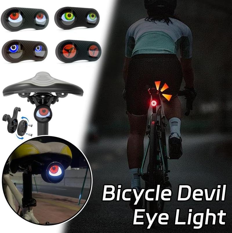 BougeRV Demon Eye Bikes Taillight,  Led Dynamic Devil Eyes Light for Bicycle with Muti Colors Modes and DIY Personalized Light Display, Waterproof, USB Rechargeable, for Smart Bikes,Cycle (with Bracket)