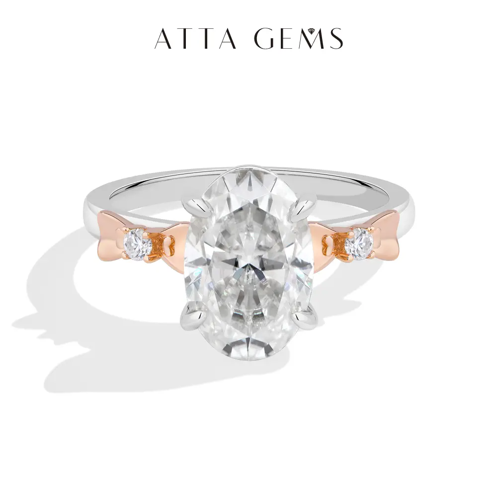 ATTAGEMS Engagement Ring, 4.5CT Oval Cut Lab-Grown Moissanite Solitaire in 925 Sterling Silver, Unisex Fine Jewelry for Wedding & Anniversary, Adults, Lab-Grown Gem