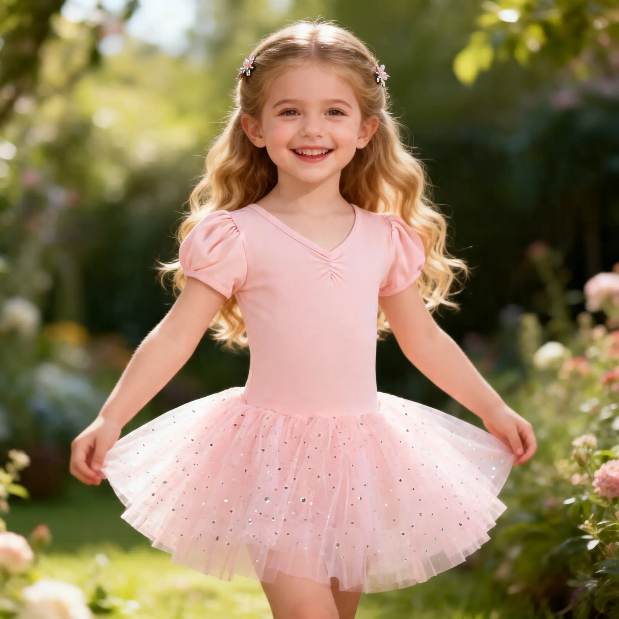 Pink Sparkle Ballet Dress, Girls' Ballet Leotard with Tulle Tutu Skirt, Kids' Dance Costume