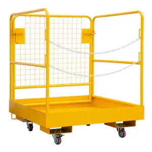 [FLASH SALE] Garvee 36"x36" Forklift Safety Cage – 1200-LB Capacity Heavy-Duty Steel Aerial Work Platform with 4 Universal Wheels & Fold-Down Design