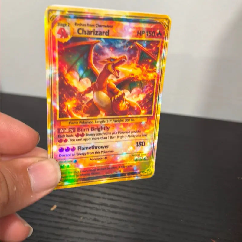 Custom Shiny Charizard Pokémon Card – Holo Double-Sided + Sleeve Protector