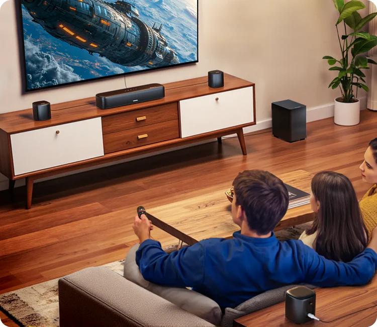 ULTIMEA 7.1ch Soundbar with Dolby Atmos, Surround Sound System for TV with 4 Surround Speakers, Sound Bar for Smart TV with App Control, Soundbar with Subwoofer for Home Theater, HDMI eARC, Bluetooth,  Aura A60