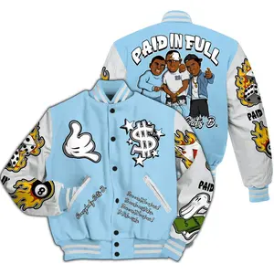 Legend Blue 11s - Everybody Paid In Full Graphic All Over Print, Classic Baseball Jacket – Unisex Varsity Style