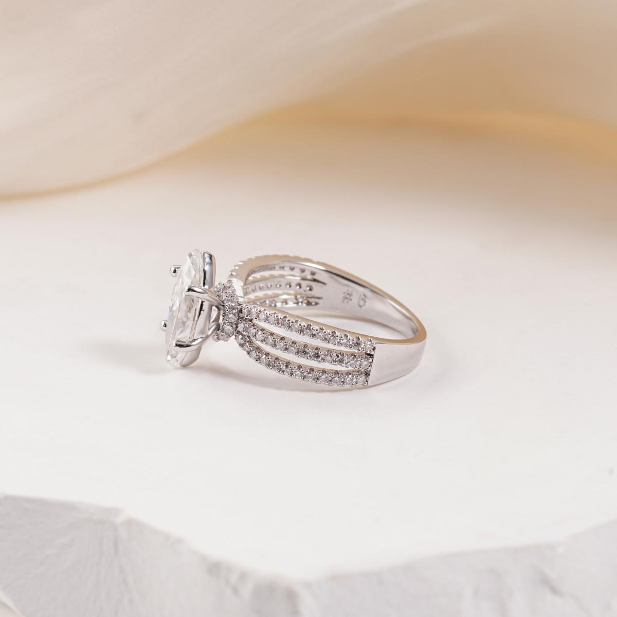 2.4ct Odyssey of Love Ring Triple Band Engagement Ring Wedding Set Marquise Cut VVS Synthetic Moissanite Ring Jewelry S925 Sterling Silver Band Perfect Birthday Engagement Wedding Anniversary Christmas Valentine's Day Gift