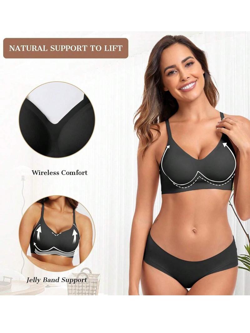 FZ-1/2PCS EssElegance Wirefree Bras for Women Full Coverage No Underwire Everyday Bras Comfortable Wireless Padded Jelly Bras
