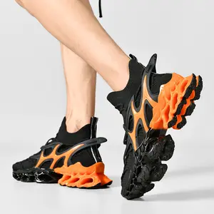 Men’s Blade Sole Running Shoes – Breathable High-Top Athletic Sneakers, Shock Absorbing Sport Trainers