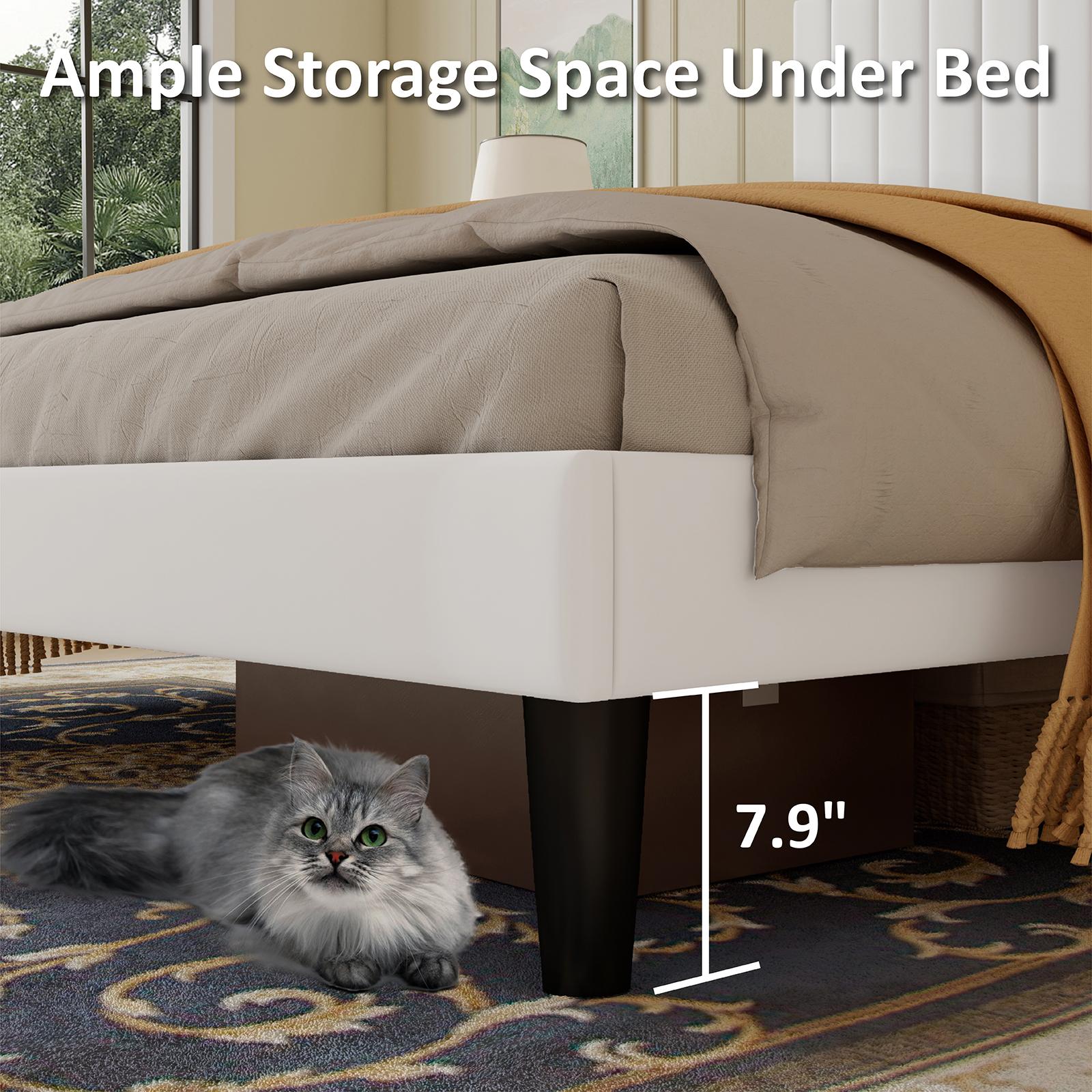 AMERLIFE Bed Frame Velvet Upholstered Tufted Headboard with Charging Station, Mattress Foundation, Box Spring Optional