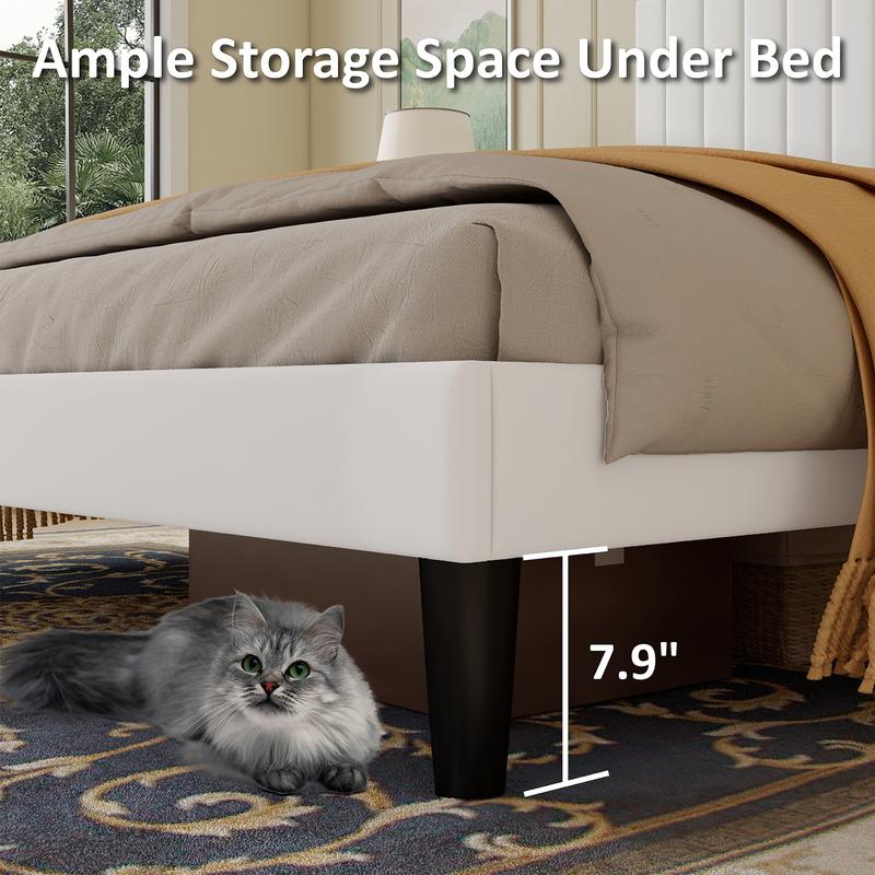 AMERLIFE Bed Frame Velvet Upholstered Tufted Headboard with Charging Station, Mattress Foundation, Box Spring Optional