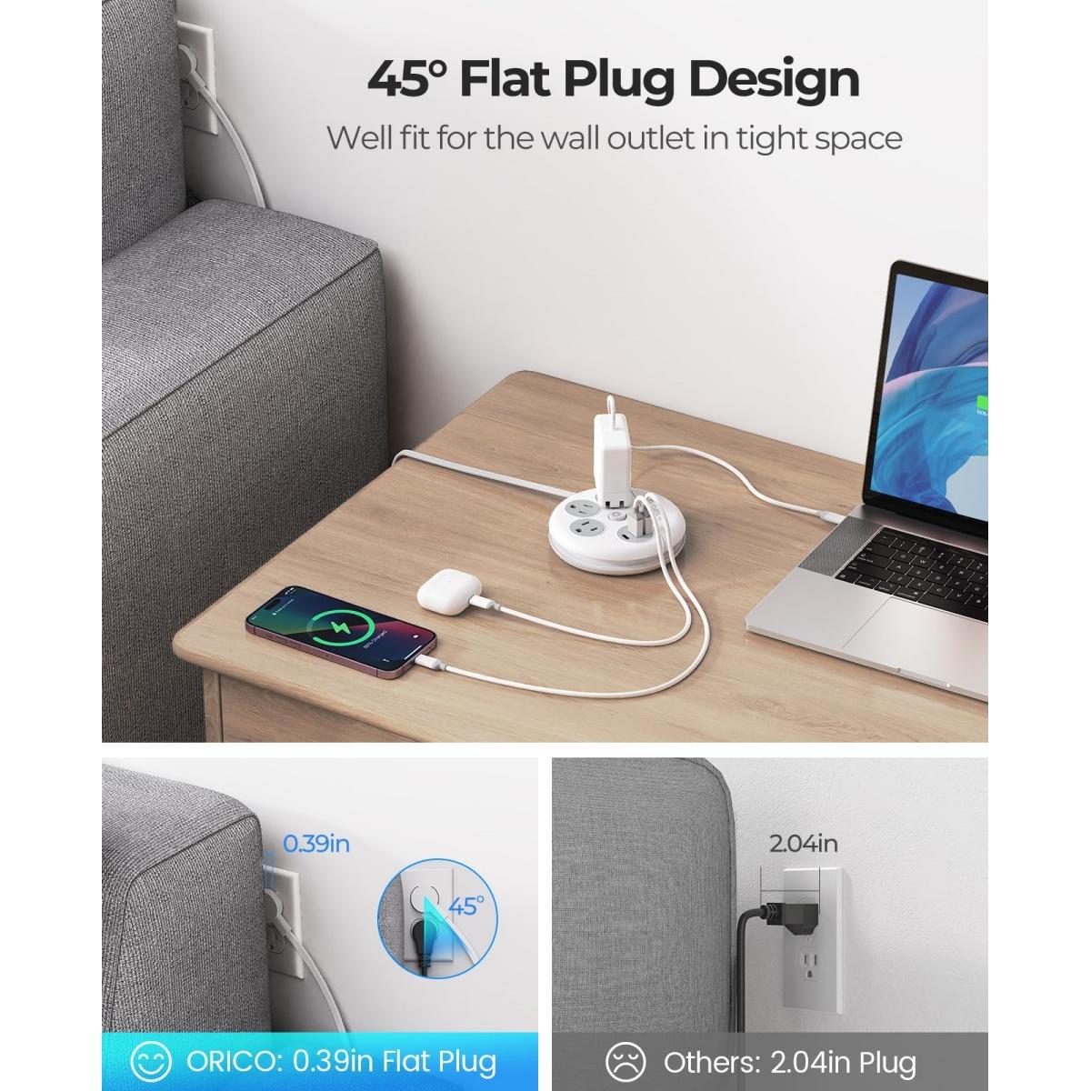 ORICO Travel Power Strip, Travel Essentials, Travel Extension Cord with 3 Outlets 3 USB Ports, 4FT Wrapped Around Extension Cord for Travel Cruise Ship Beach Vacation Essentials White-OR ORICO Travel Power Strip, Travel Essentials, Travel Extension Cord with 3 Outlets 3 USB Ports, 4FT Wrapped Around Extension Cord for Travel Cruise Ship Beach Vacation Essentials White-OR