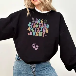 Easter Pregnancy Announcement Shirt, Sweatshirt Eggspecting Little Bunny Graphic Top, Spring Maternity Style Holiday Expecting Mom Gift, Gift For Men And Women, Classic Cotton Full Colors Sweatshirt