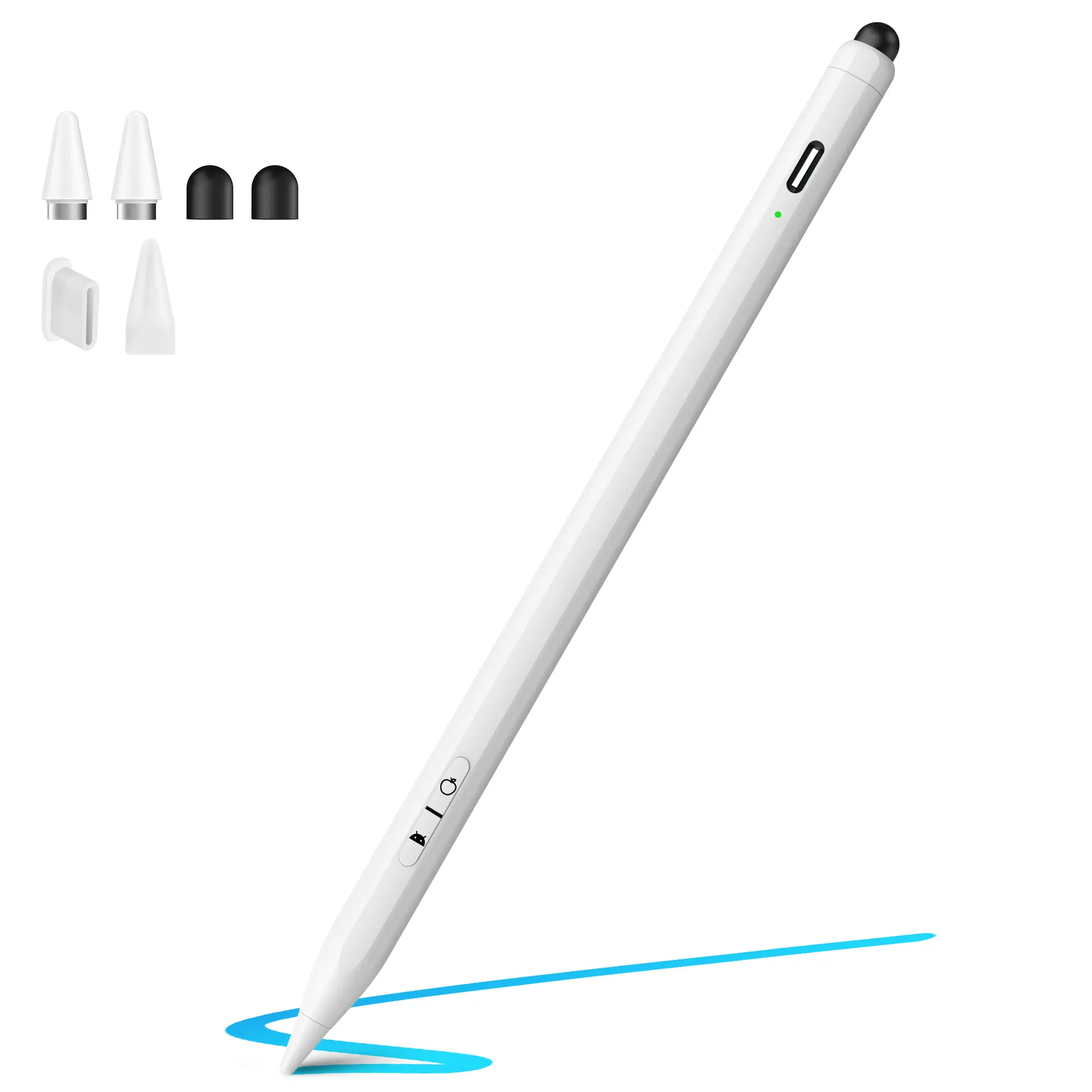 Dual-Sided Sugar Capacitor Stylus Pen - 2-in-1 Recharge & Go USB Rechargeable Pen with Aluminum Body, Fine Tip, High Sensitivity, Magnetic Design for Smartphones, iPads, Samsung & Android Tablets