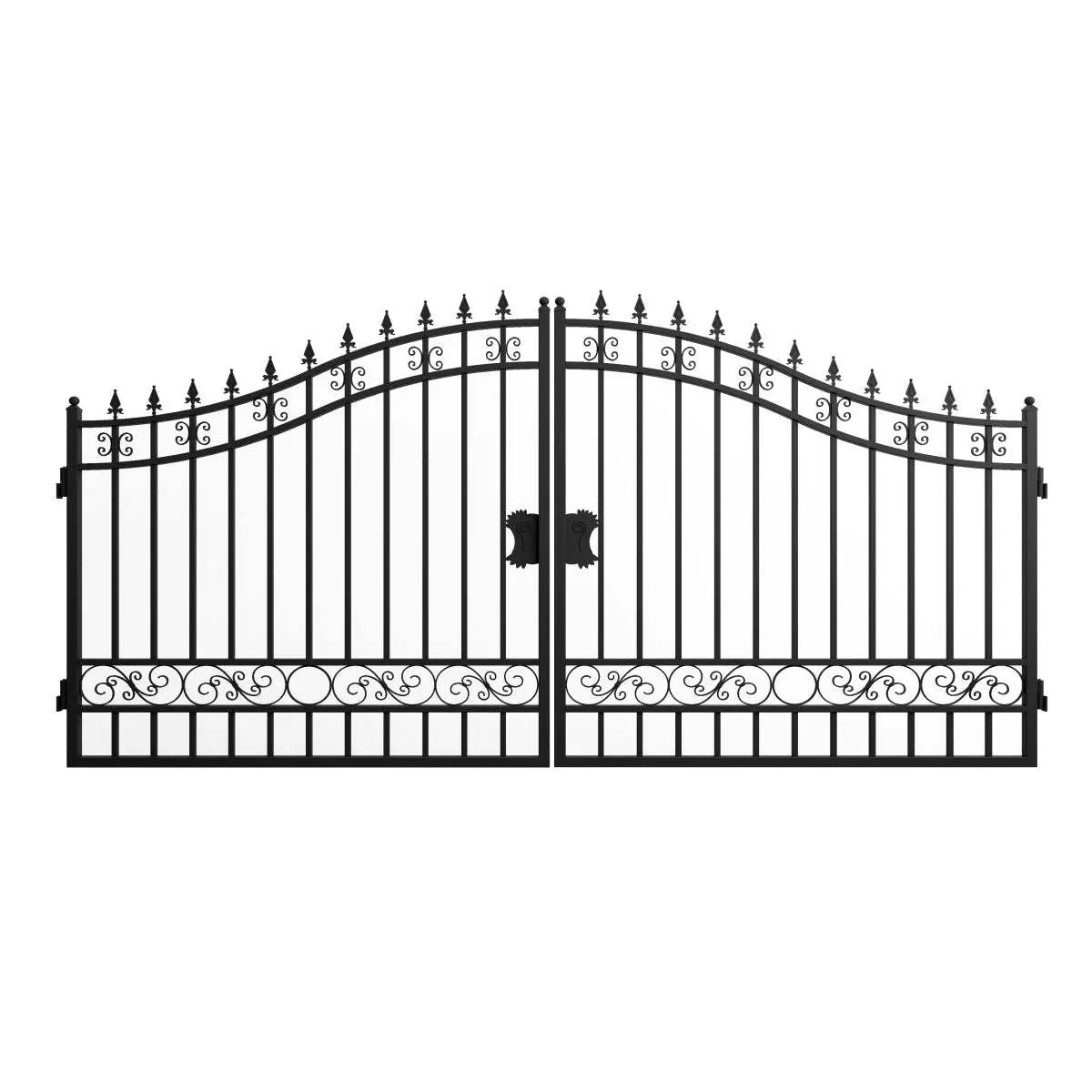 14 ft. W Steel Dual Swing Driveway Gate