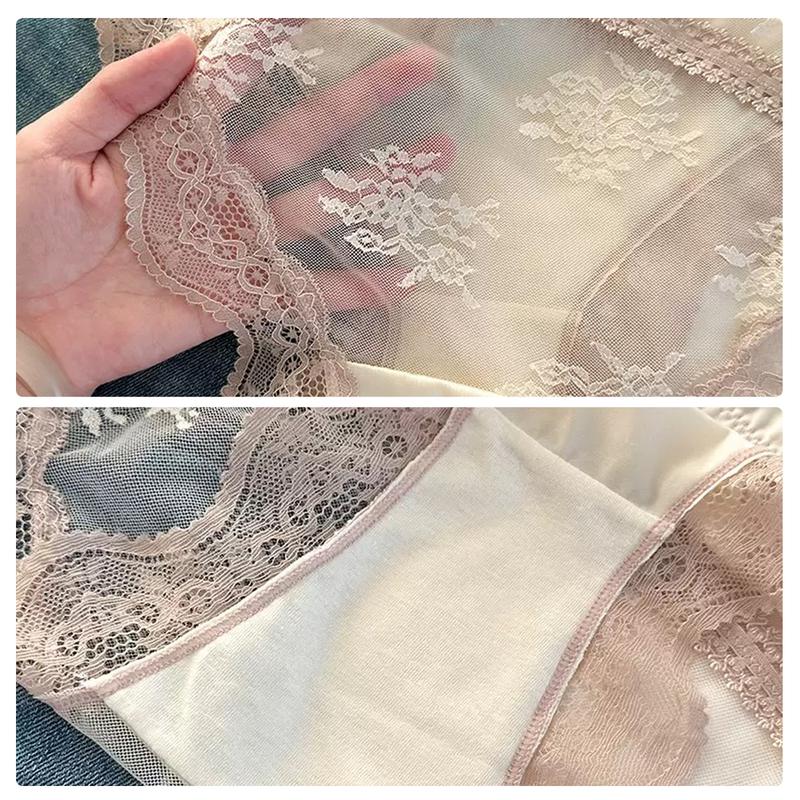 6/12 Pairs Plain Fashion High Quality Cotton Underwear Women's Bikini Lace Stretchy Comfortable Panties Multicolor Winter Christmas Gift lenceria  invisible