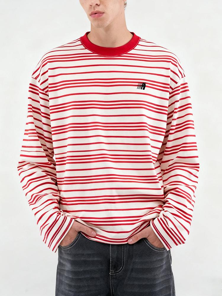 FDR "HopeCore" Unisex Long-Sleeved Striped Shirt Loose Fit Contrast Striped Crew Neck Tops Casual Fall Fashion Versatile Comfortable Pullover Womenswear Menswear Y2K Trend Streetwear Christian Tee Stylish summerwins