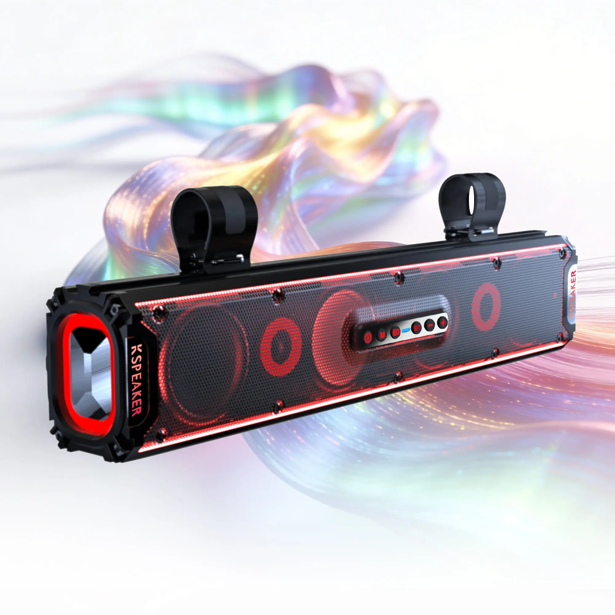KSPEAKER 25 Inch Outdoor Bluetooth Sound Bar Speaker, IP67 Waterproof RGB Speaker for UTV ATV Golf Cart