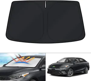 Canvcle Windshield Sun Shade for Kia Forte 2019-2024 Foldable Sun Visor Protector with 240T Reflective Fabric Blocks 99% UV Rays Keeps Car Cooler Custom Fit Easy Installation