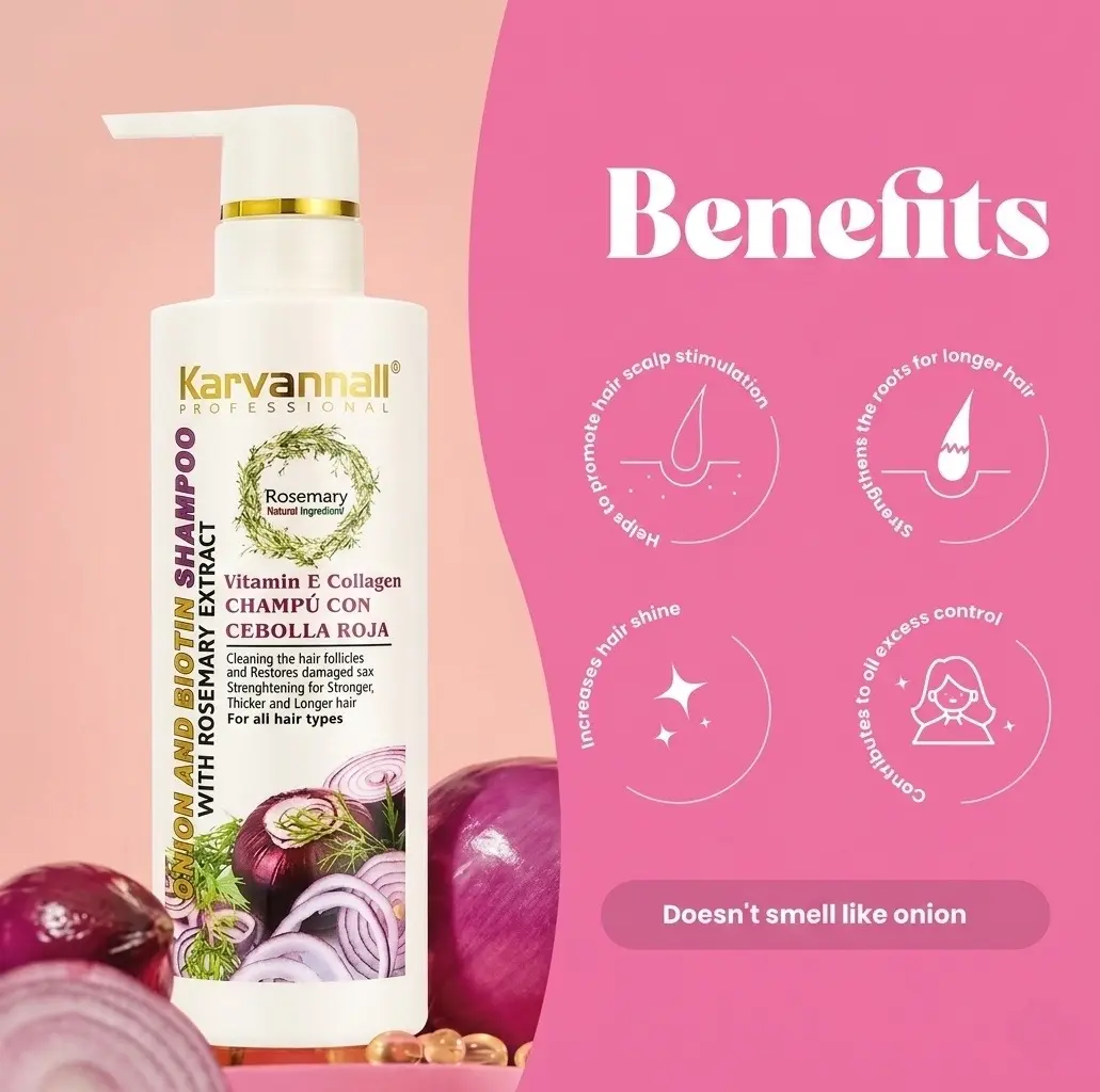 Karvannall  & Biotin Strengthening  (2 Pack, 16.9 fl oz Each) - 98% Effective Repairing & Anti-Hair Loss Treatment with Onion  for  Damaged Hair, Unisex 1