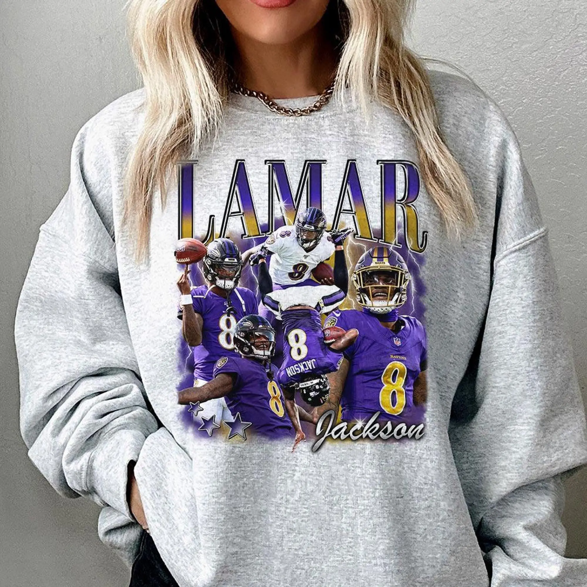 Vintage Lamar Jackson Football Bootleg Sweatshirt, Game Day Baltimore Football Graphic