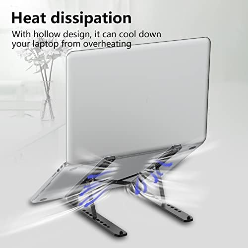 Laptop Stand for Desk – Adjustable & Foldable Laptop Riser with ABS+Silicone, Ventilated Cooling Notebook Mount for 10-15.6” Laptops/Tablets – Black