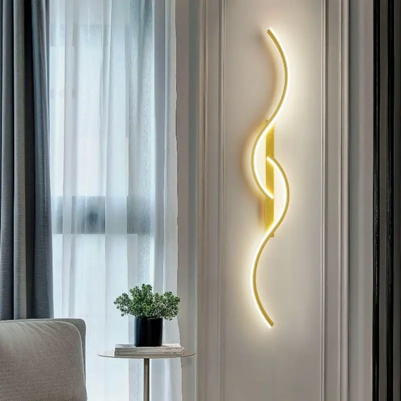 Modern LED Wall Lamp, S-Shaped Design, Dimmable Remote Control, Wall Mounted Light Fixture for TV Background Bedroom Hallway Decor, Decorative Lighting, Modern Mood Lighting, LED Ambient Lighting, LED Wall Sconces, Led Wall Lights