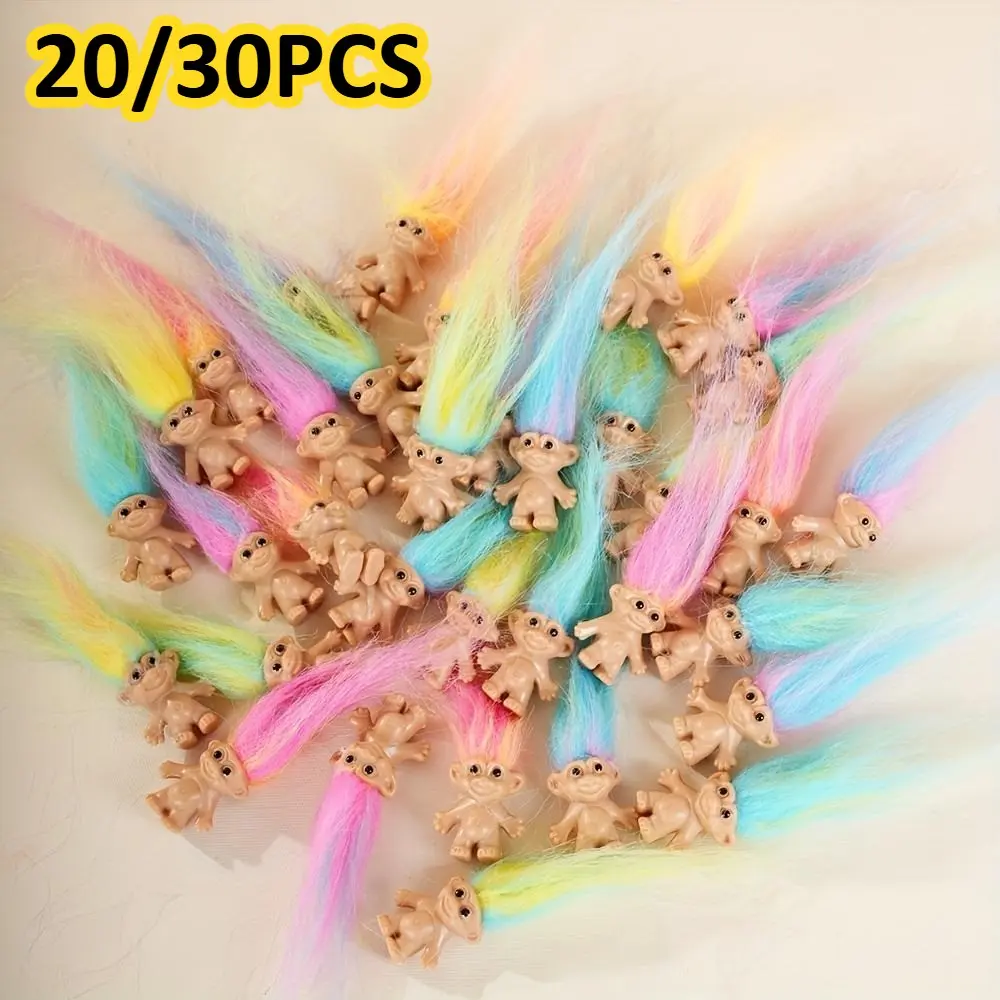 20pcs/30pcs Dual-Color Long Hair Ugly Doll Plastic Figurines Set, Small Sculpture Decorations, Decorative Home Ornament, Decorative Ornaments, Decoration Items, Easter Gift, Perfect Birthday Present