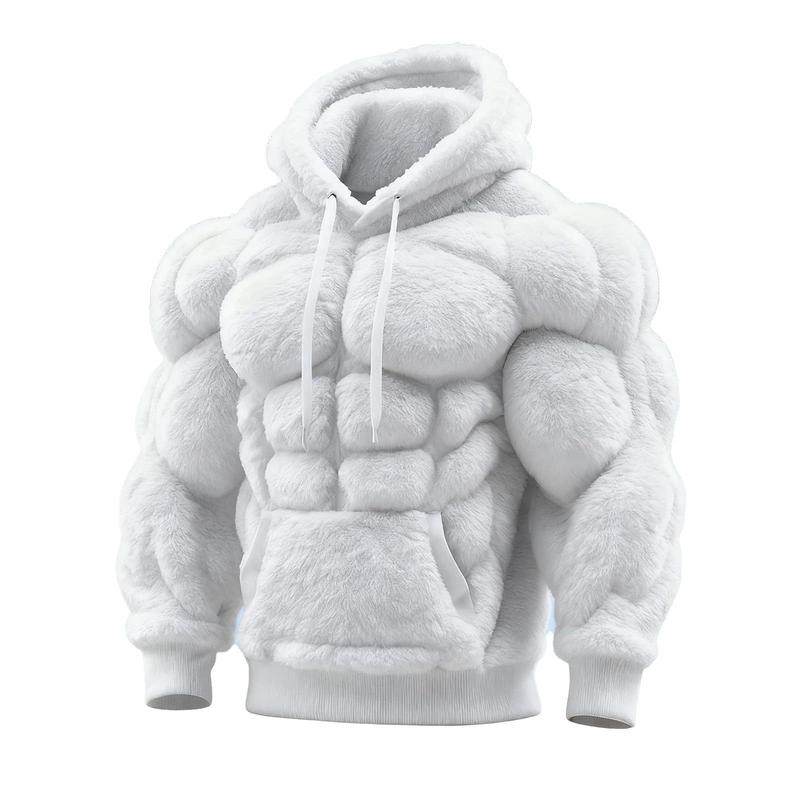 3D Effect Muscle Hoodie Autumn/Winter New Collection with Velvet Warm Hoodie