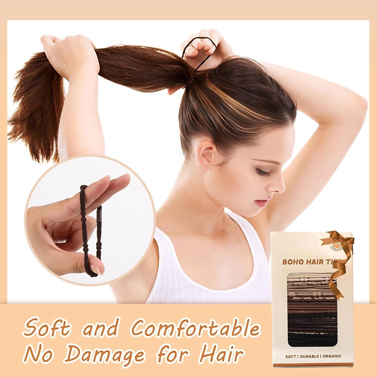 Boho Hair Ties Charms Bracelet, 20 PCS of 4 Styles Cute Bands for Thick or Thin Hair, Fashion Hair Scrunchies for Daily Wear, Cute Hair Ties,No Damage Elastic Bracelets